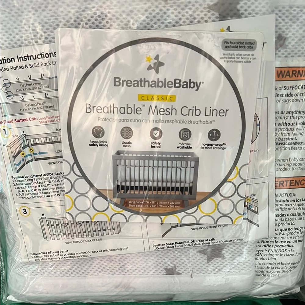 Breathable mesh crib liner